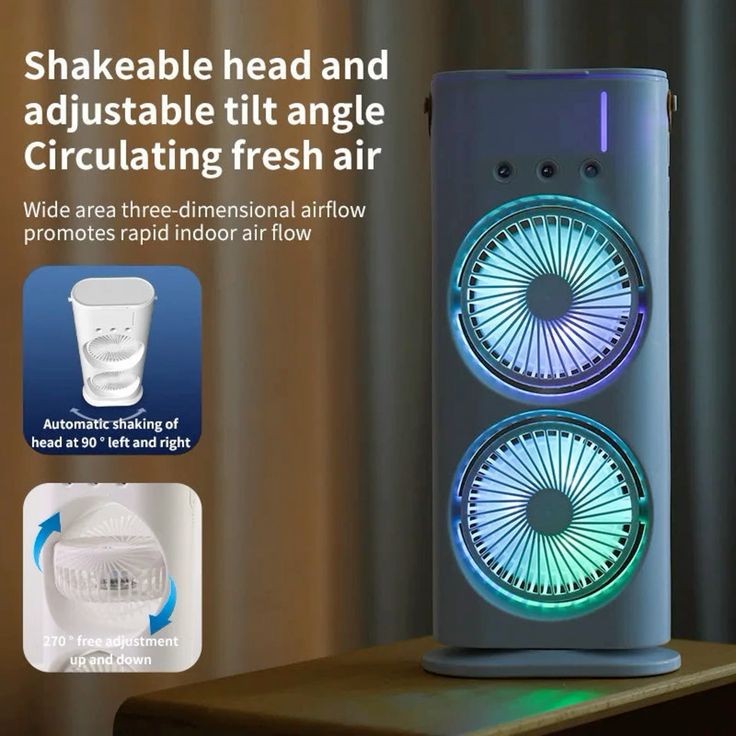 Mini Air Cooler Double Ended Spray Cooling Fan With Mist Humidifie